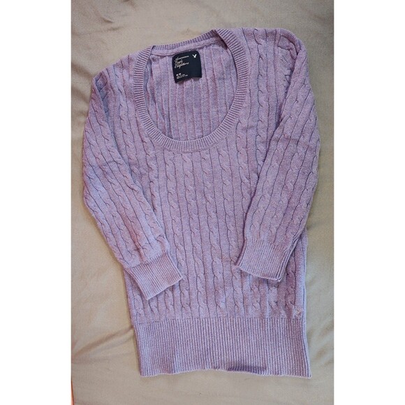 Women's American Eagle Cable Knit Sweater Medium Purple - Picture 3 of 5